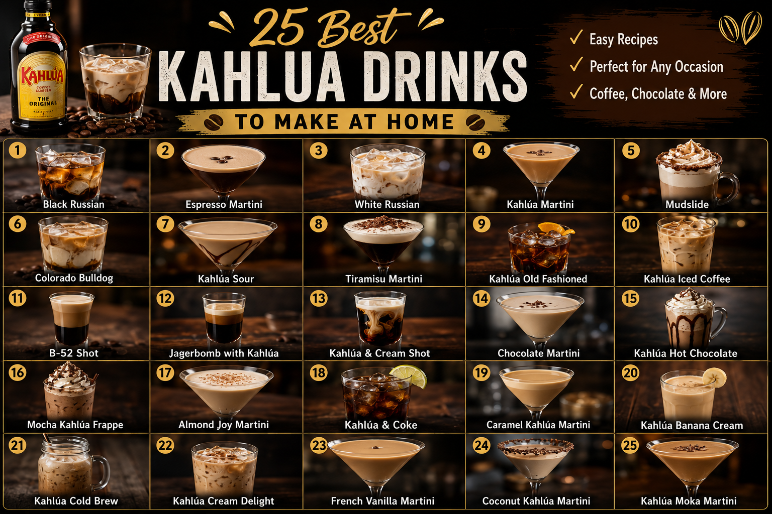 25 Best Kahlua Drinks to Make at Home