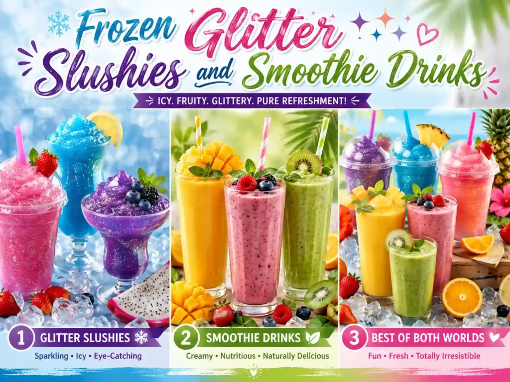 Frozen Glitter Slushies and Smoothie Drinks