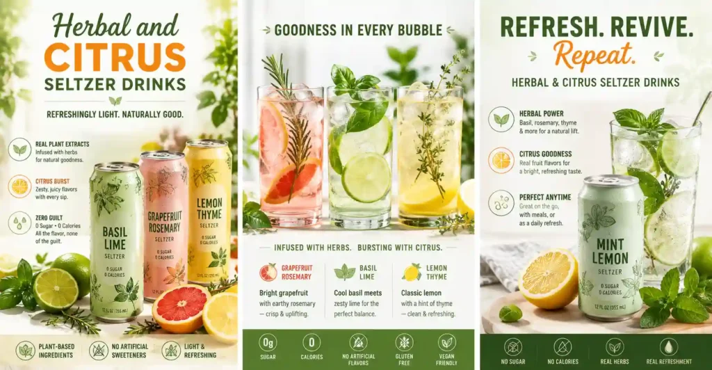 Herbal and Citrus Seltzer Drinks