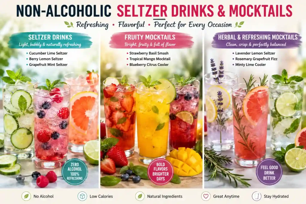 Non-Alcoholic Seltzer Drinks and Mocktails