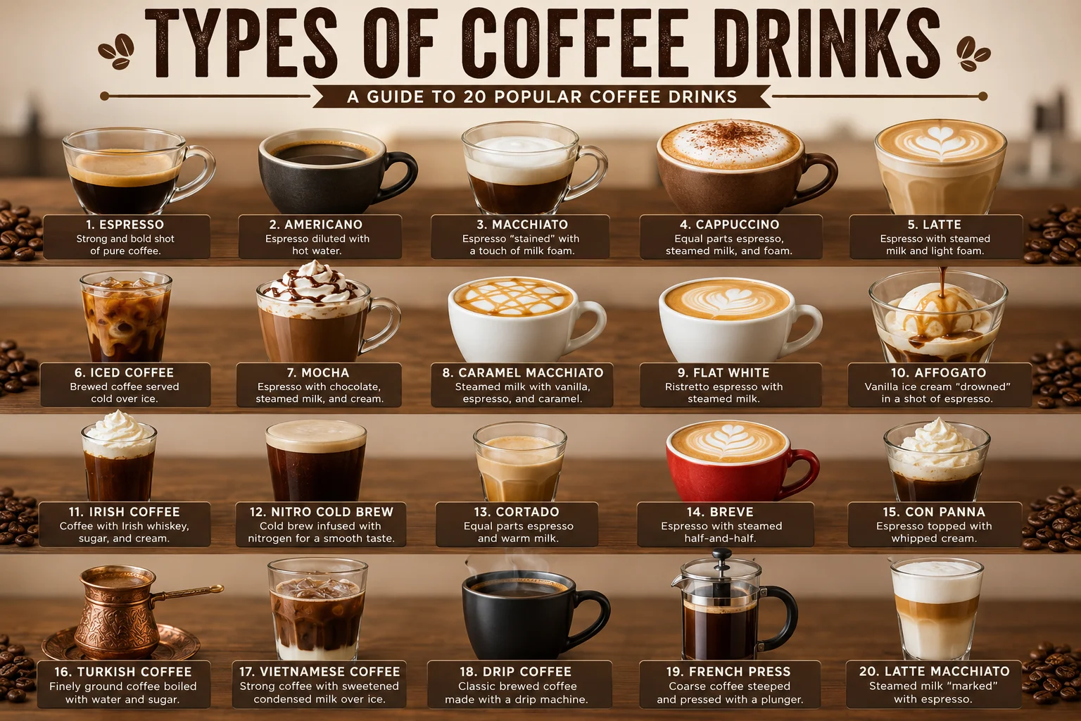 Types of Coffee Drinks: The Complete Guide to Espresso, Lattes, Cold Brew & More