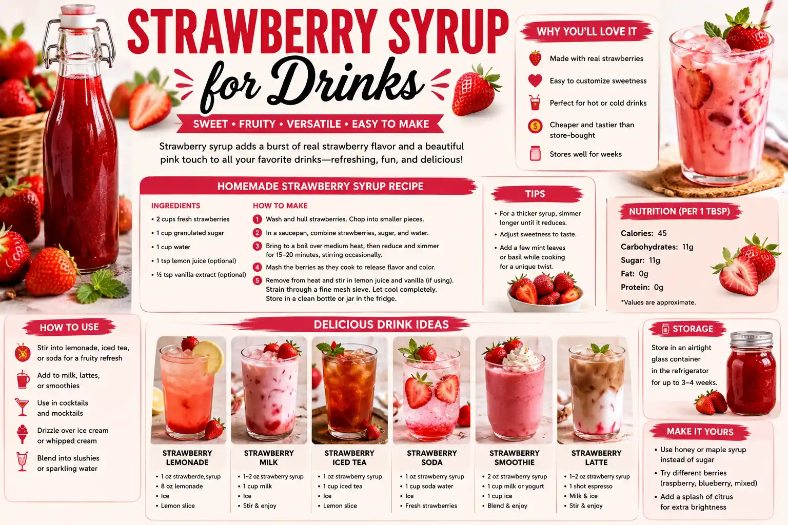 Strawberry Syrup for Drinks: Easy Homemade Recipe