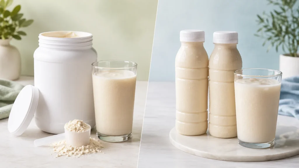 Ensure Powder vs. Ready-to-Drink Bottles