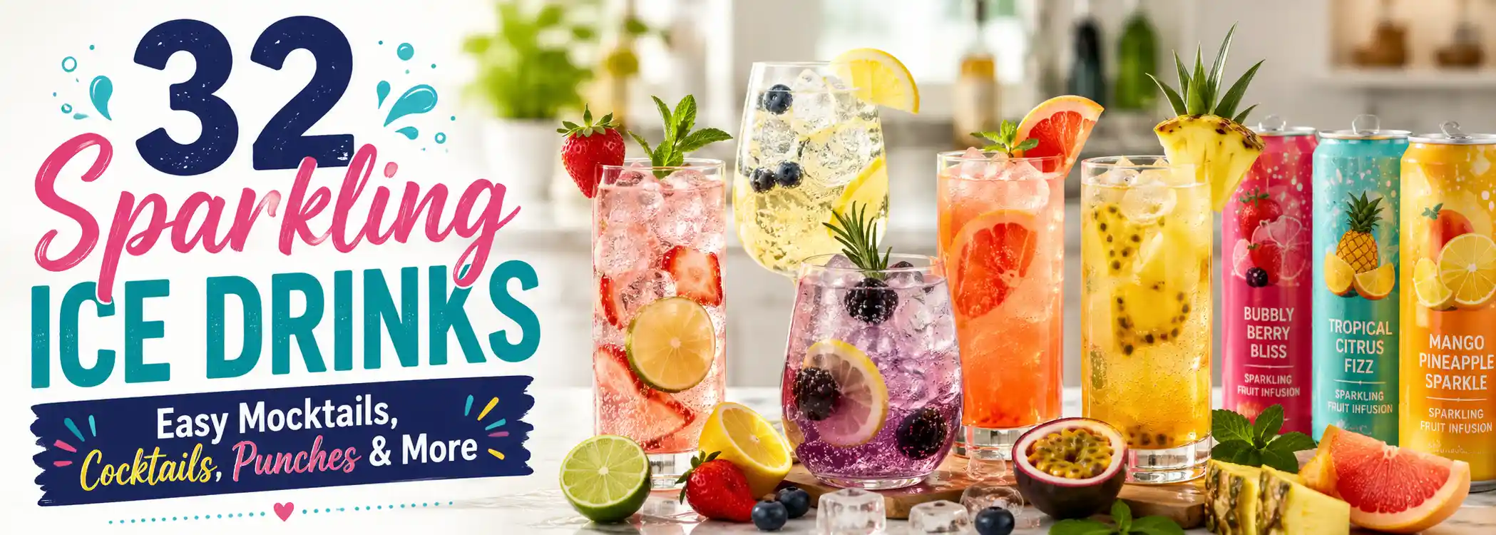32 Sparkling Ice Drinks: Easy Mocktails, Cocktails, Punches & More