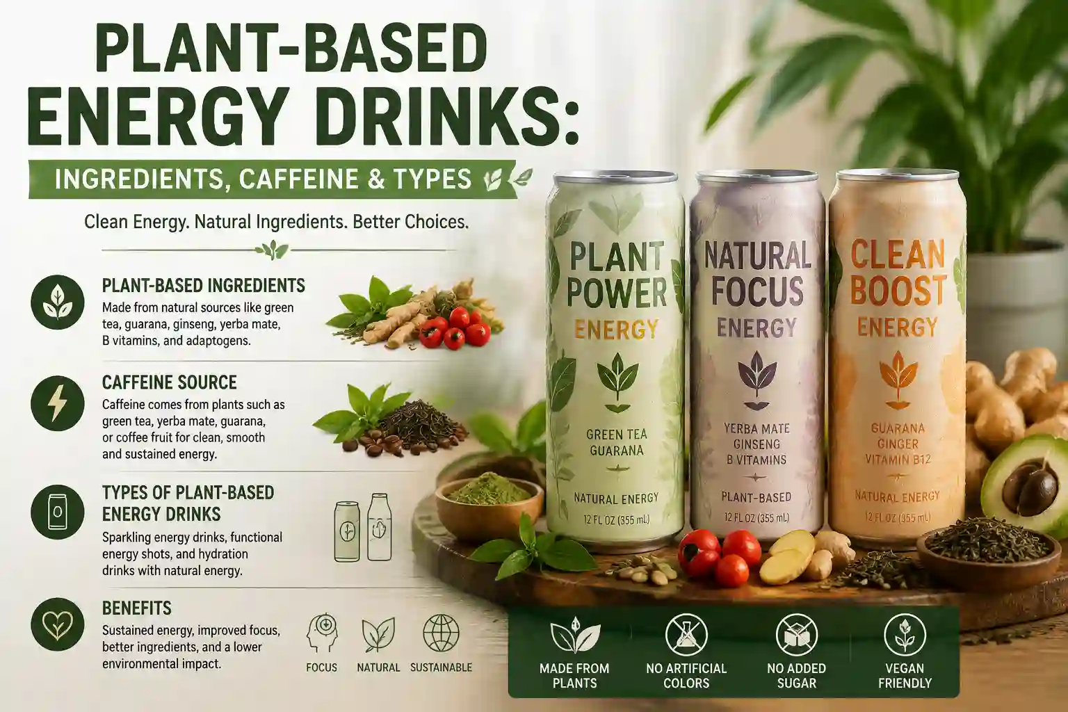 Plant-Based Energy Drinks: Ingredients, Caffeine & Types