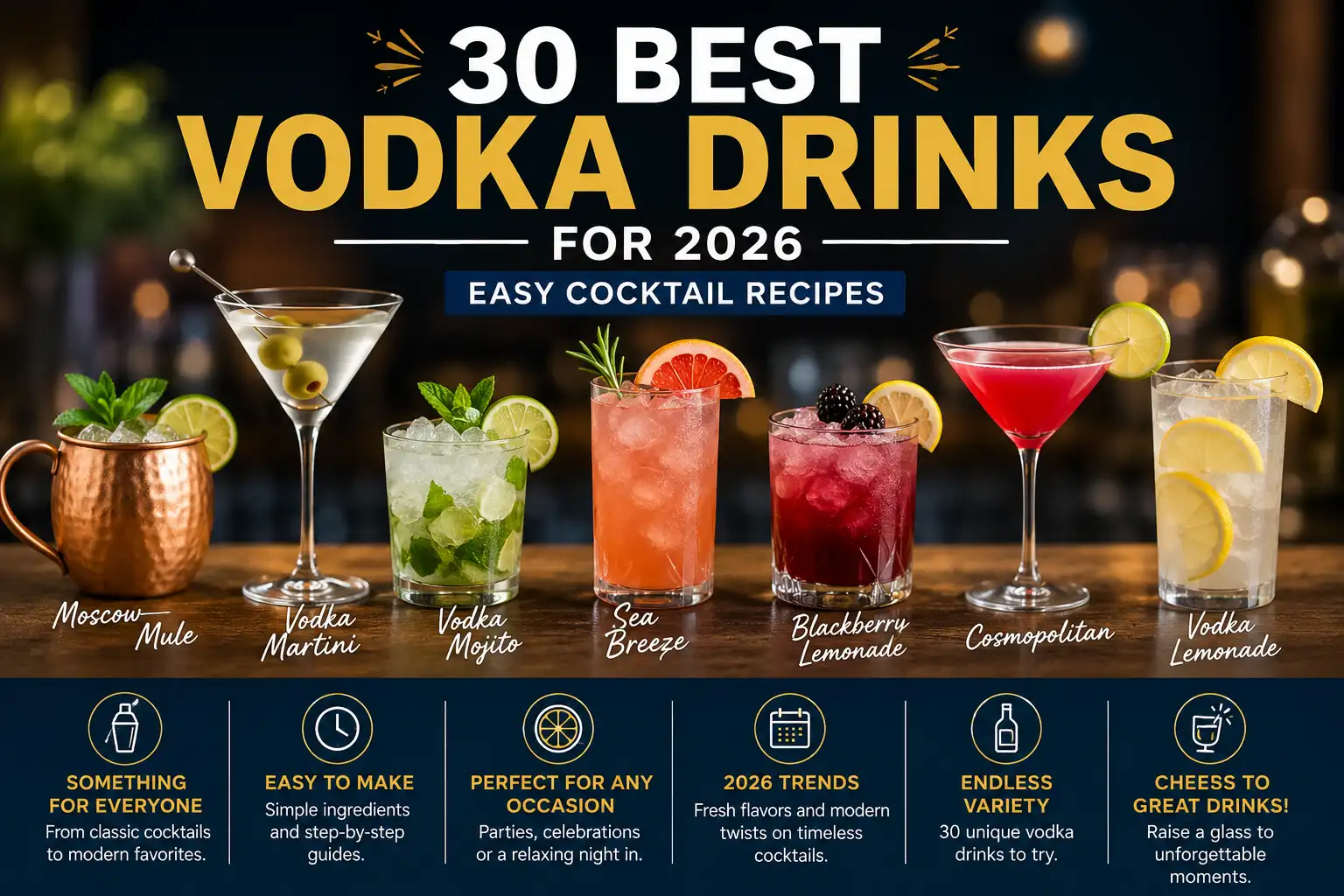 30 Best Vodka Drinks for 2026: Easy Cocktail Recipes