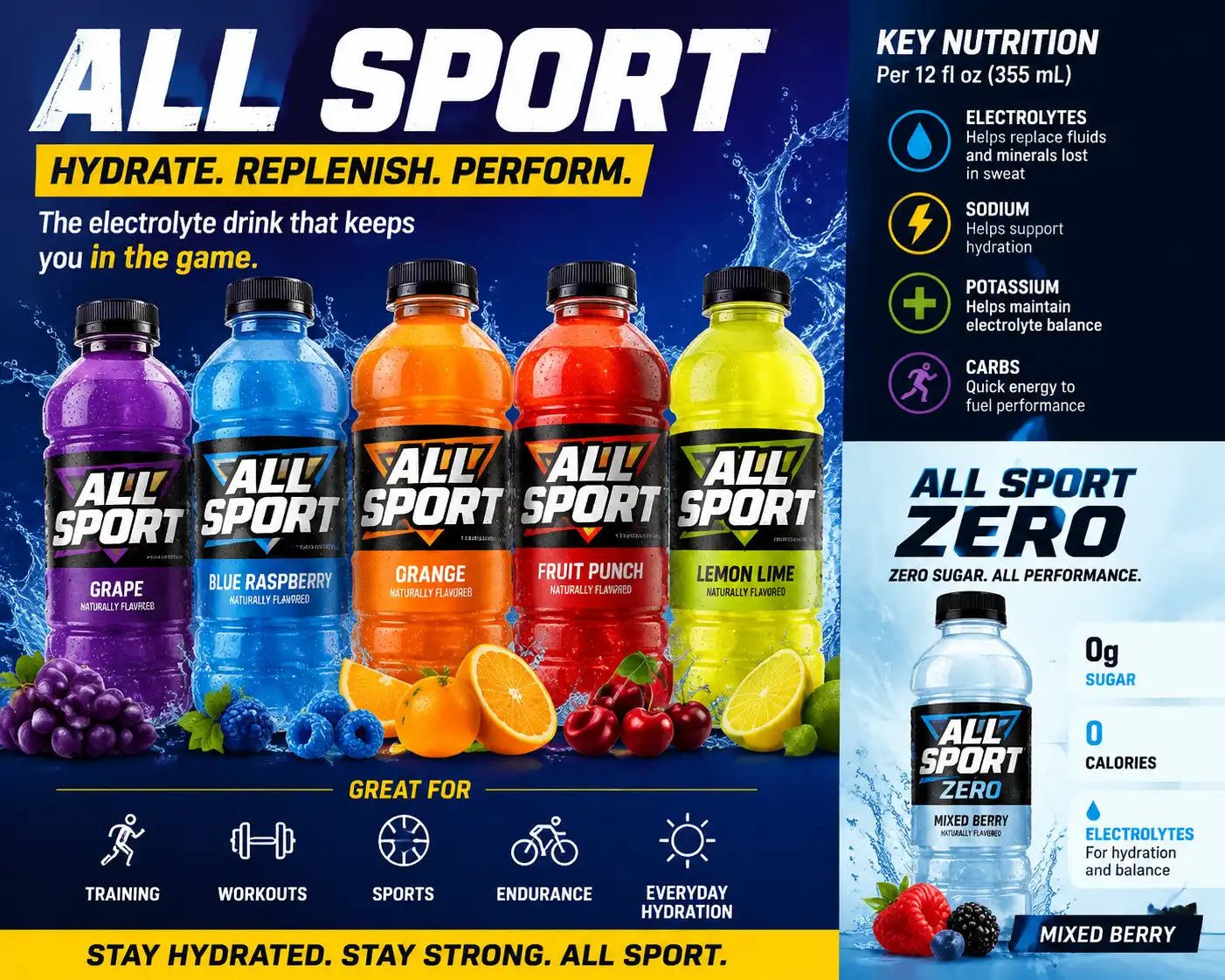 All Sport Drink: Flavors, Nutrition & All Sport Zero