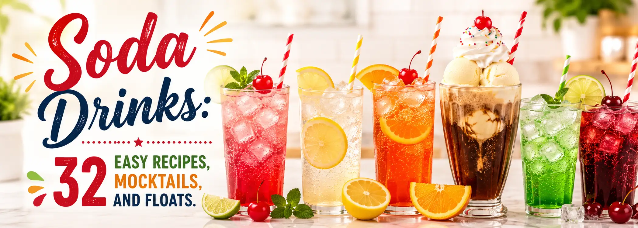 Soda Drinks: 32 Easy Recipes, Mocktails, and Floats