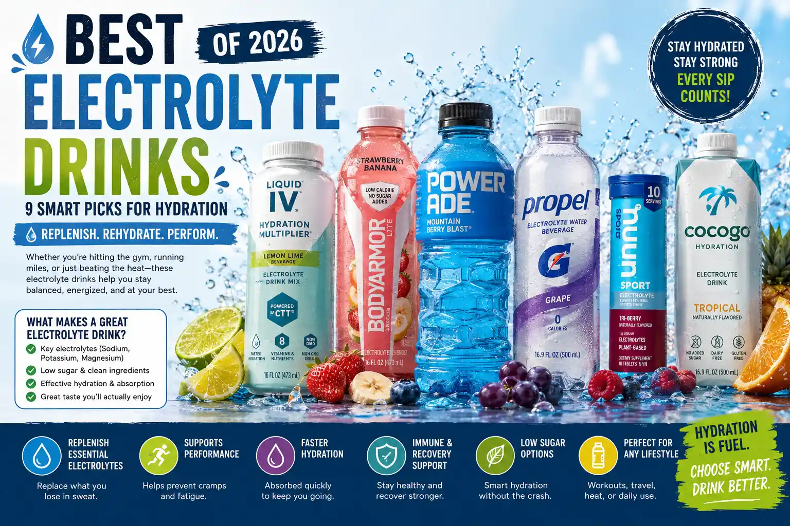 Best Electrolyte Drinks of 2026: 9 Smart Picks for Hydration