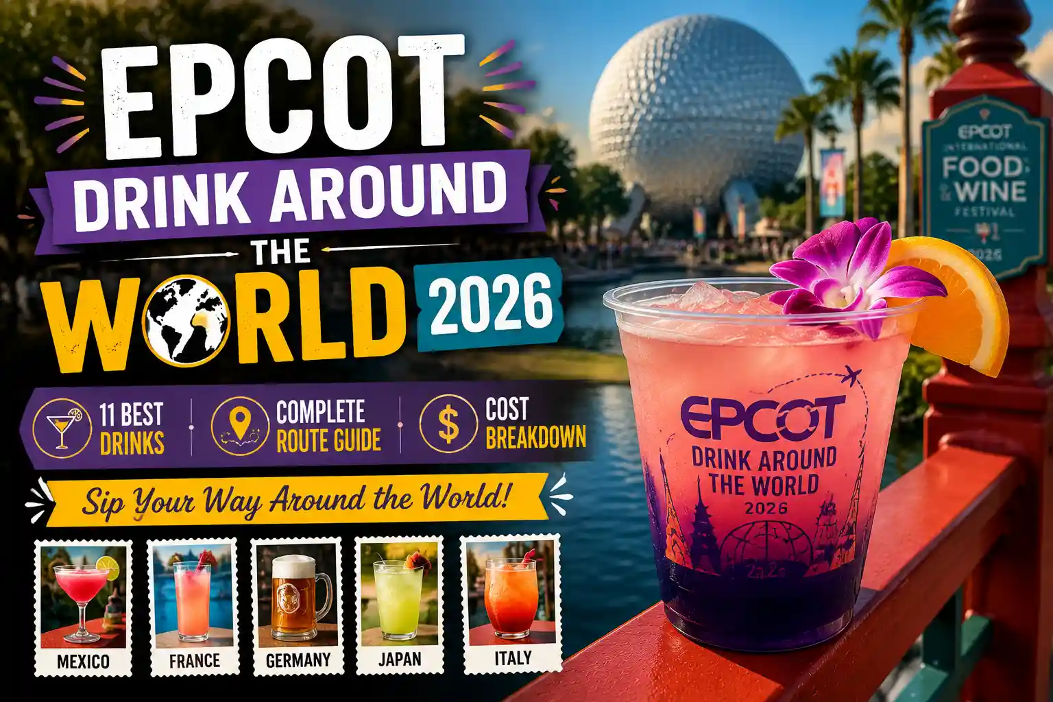EPCOT Drink Around the World 2026: 11 Best Drinks, Route & Cost
