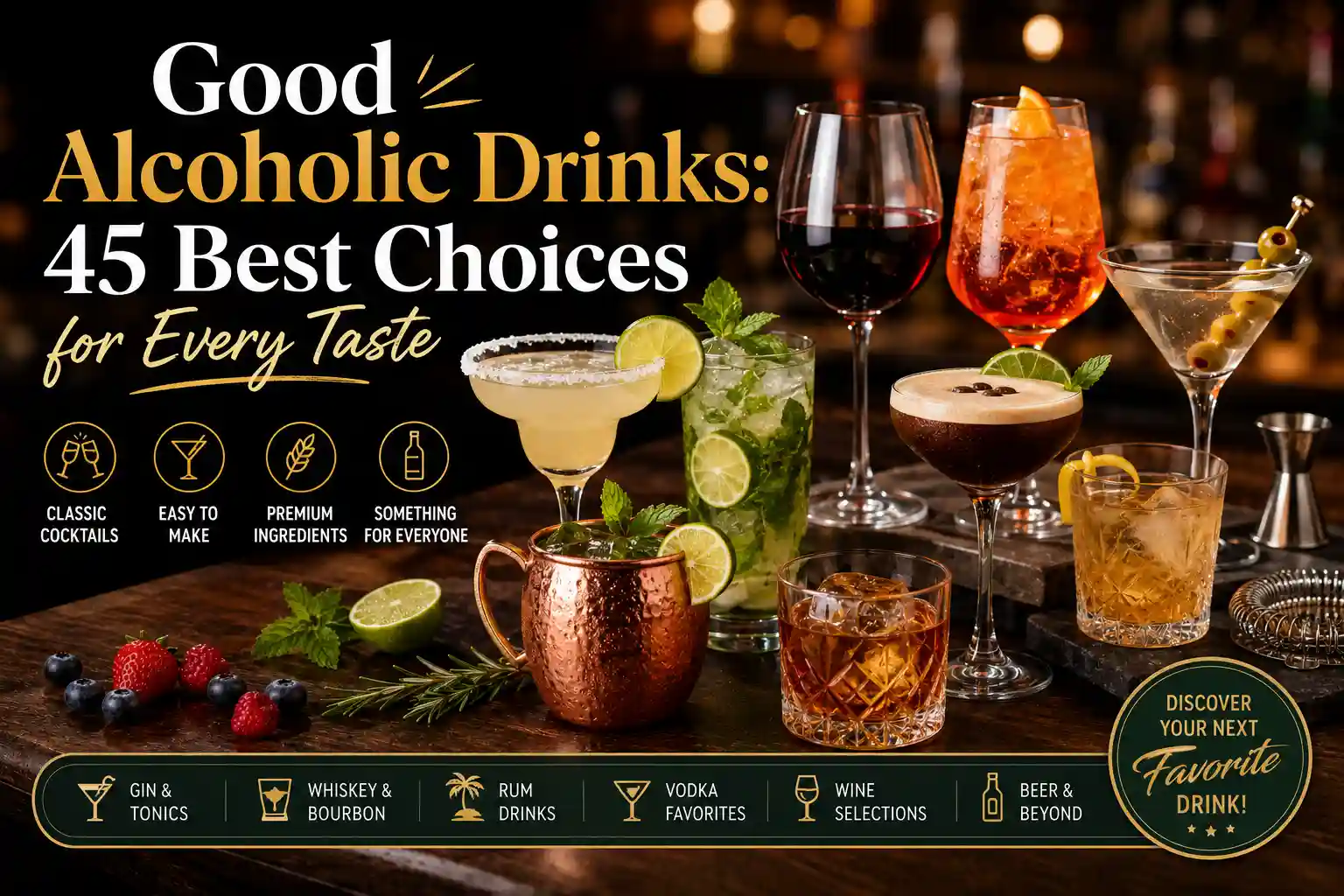 Good Alcoholic Drinks: 45 Best Choices for Every Taste