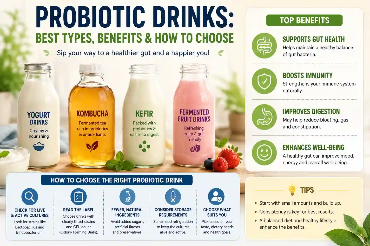 Probiotic Drinks: Best Types, Benefits & How to Choose
