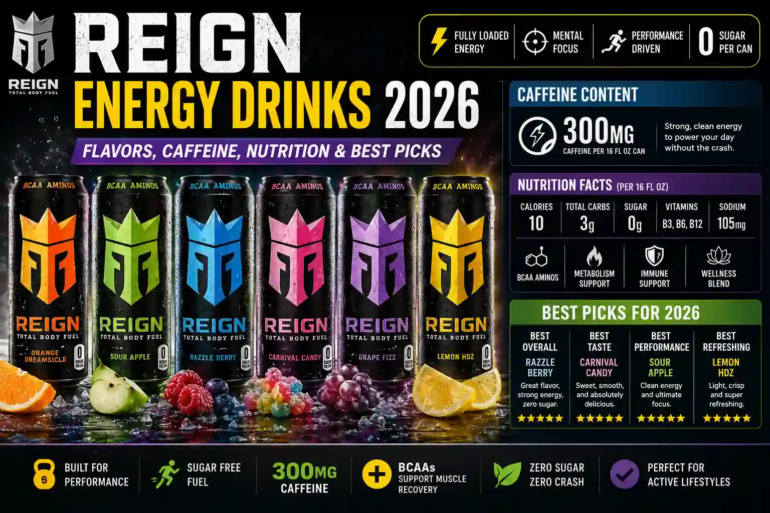 Reign Energy Drinks 2026: Flavors, Caffeine, Nutrition & Best Picks