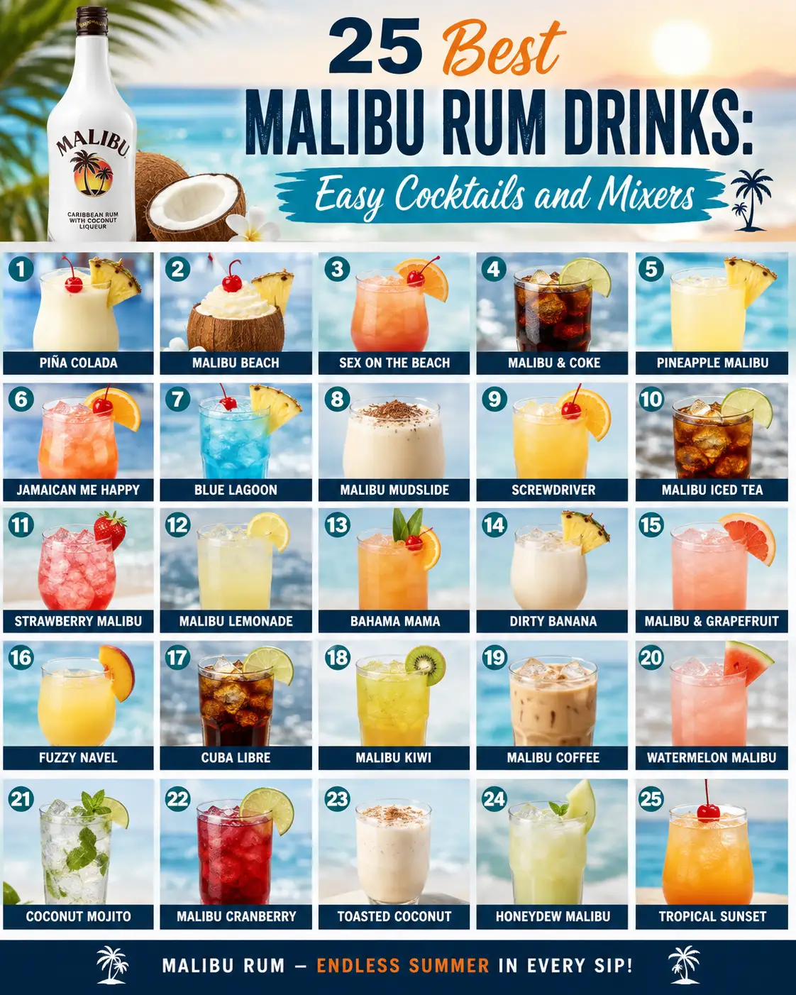 25 Best Malibu Rum Drinks: Easy Cocktails and Mixers