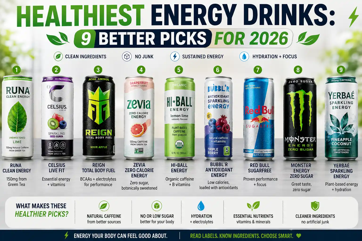 Healthiest Energy Drinks: 9 Better Picks for 2026