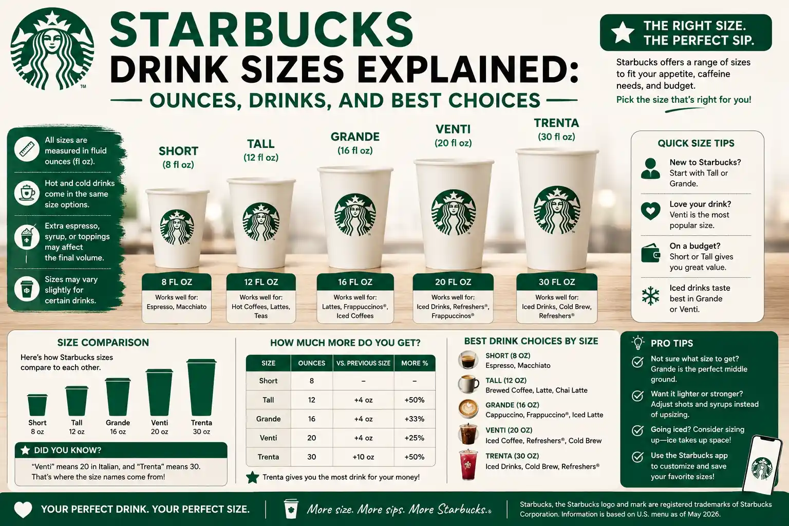 Starbucks Drink Sizes Explained: Ounces, Drinks, and Best Choices
