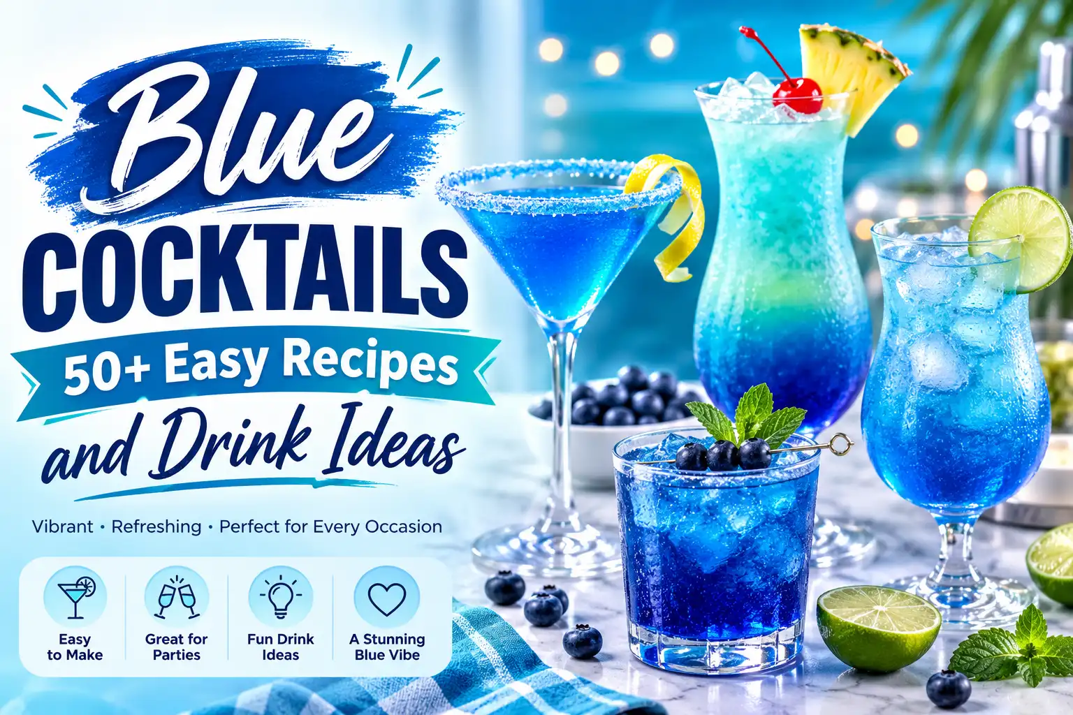Blue Cocktails: 50+ Easy Recipes and Drink Ideas