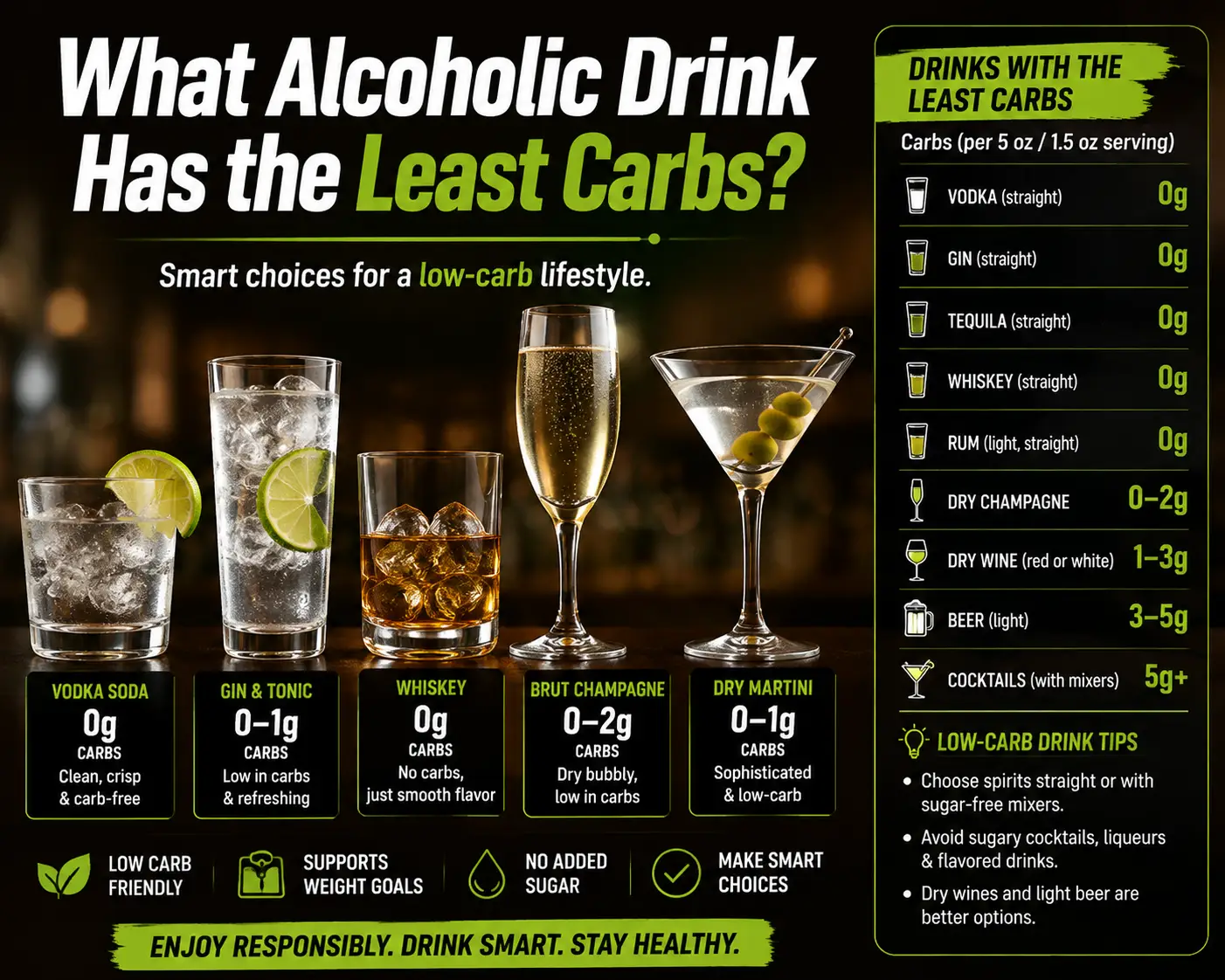What Alcoholic Drink Has the Least Carbs?