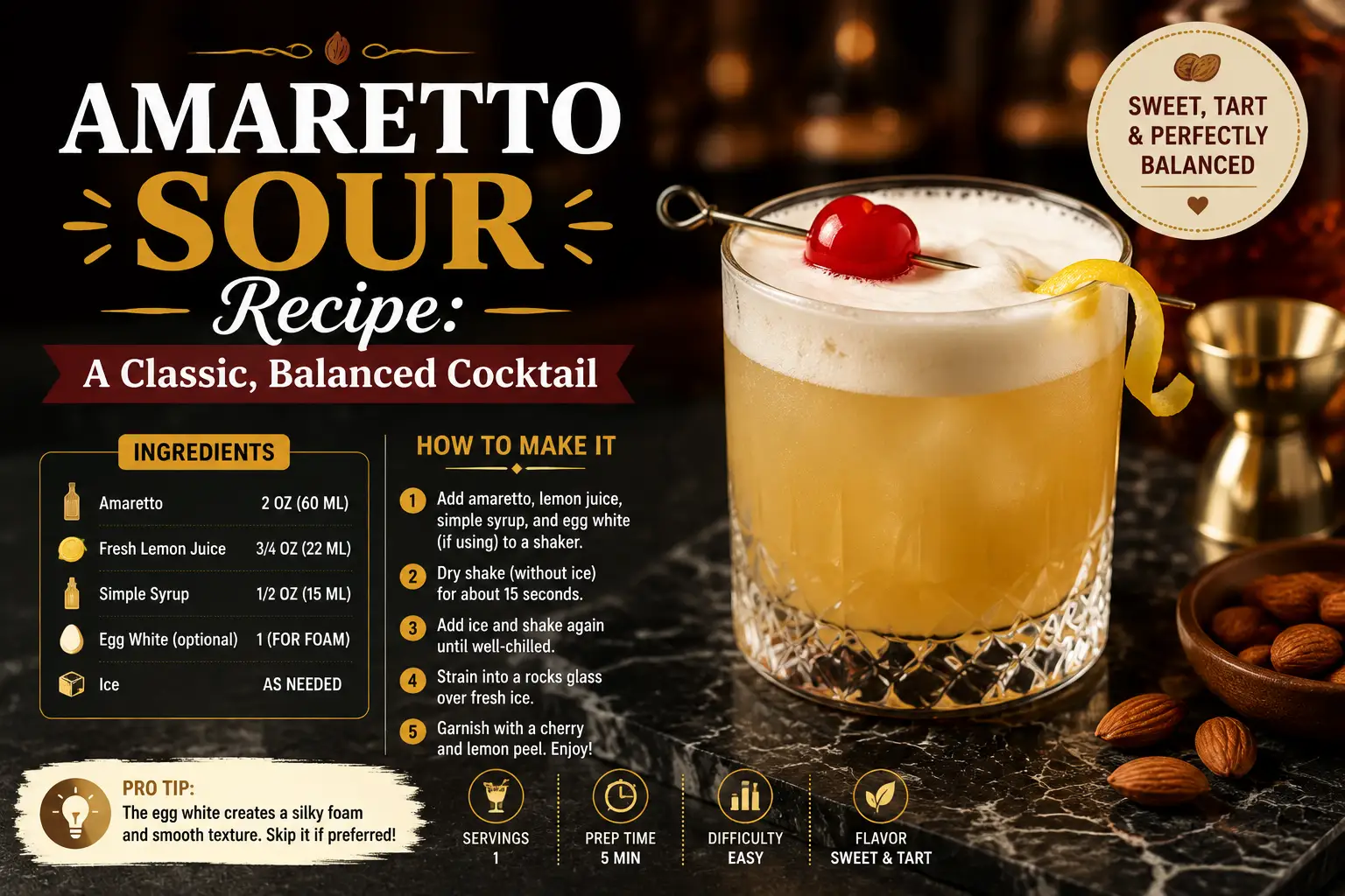 Amaretto Sour Recipe: A Classic, Balanced Cocktail