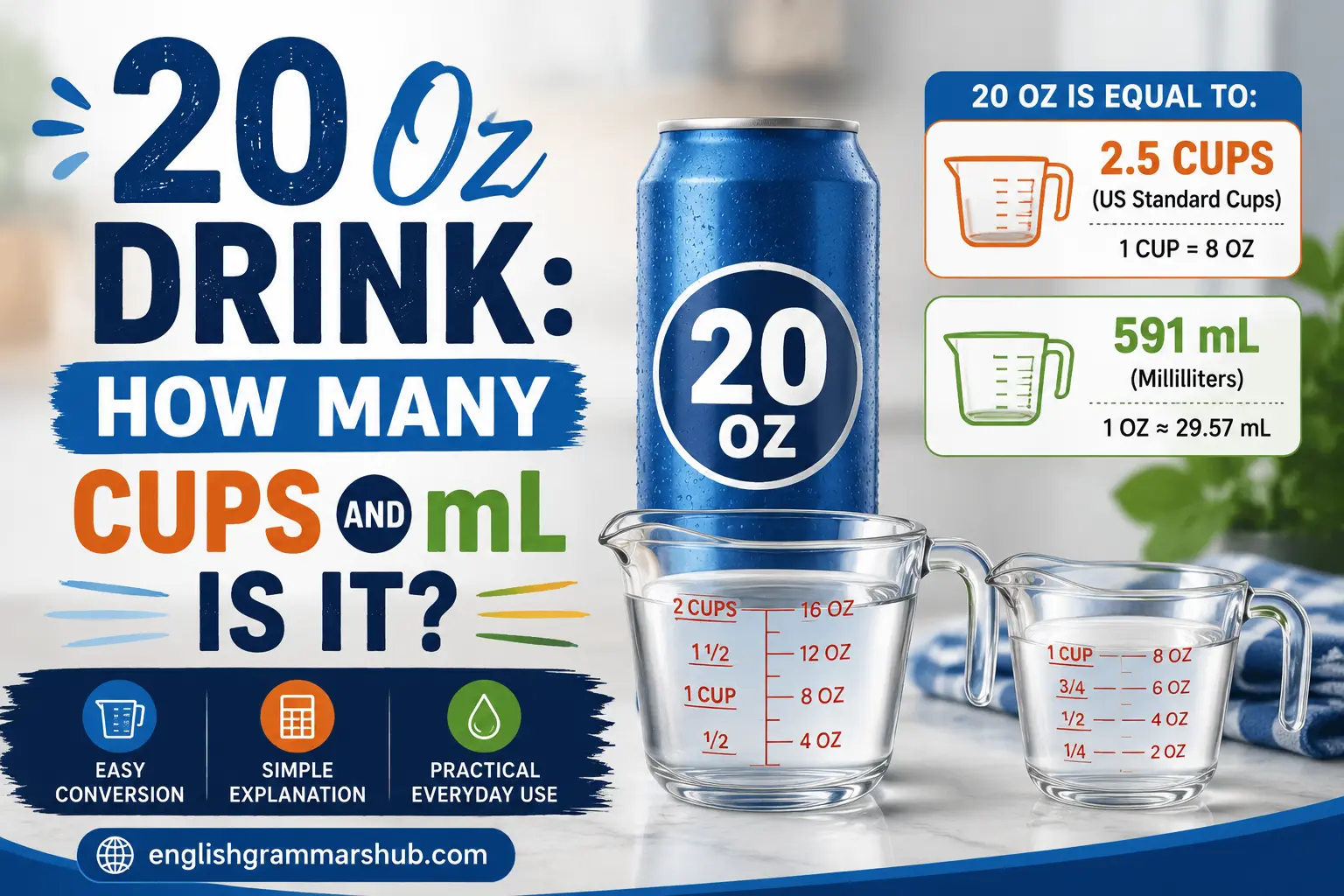 20 Oz Drink: How Many Cups and mL Is It?