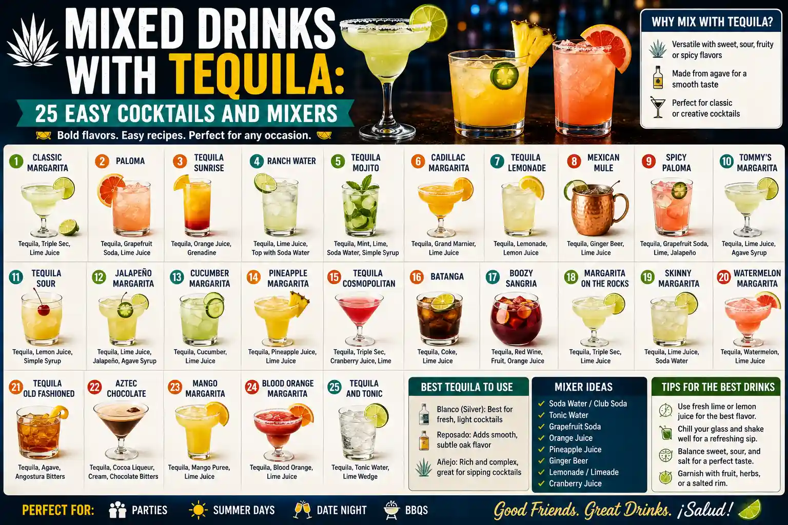 Mixed Drinks With Tequila: 25 Easy Cocktails and Mixers