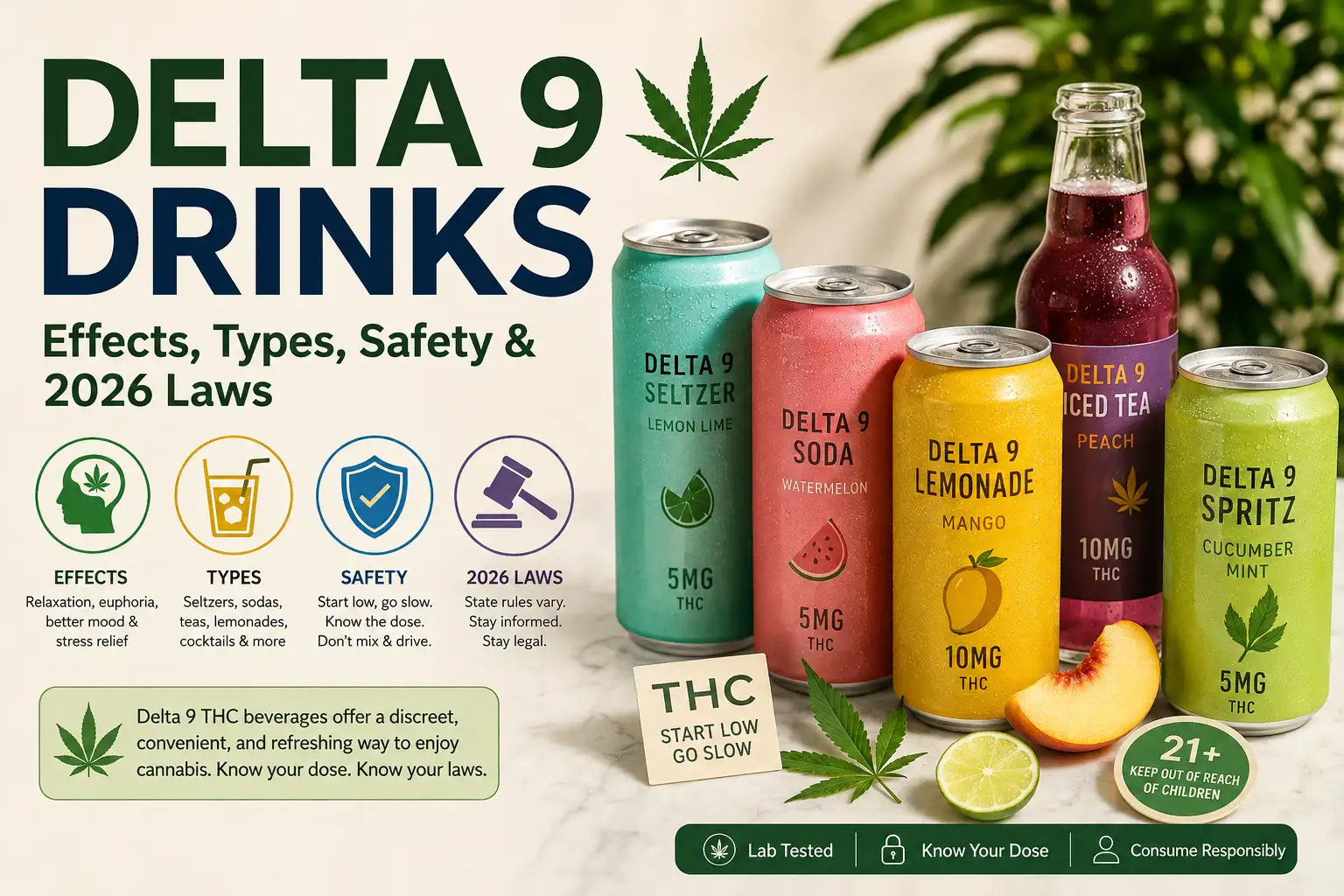 Delta 9 Drinks: Effects, Types, Safety & 2026 Laws
