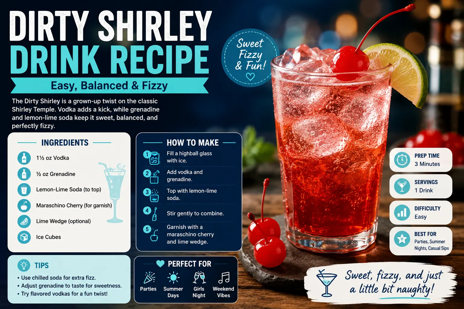 Dirty Shirley Drink Recipe: Easy, Balanced & Fizzy