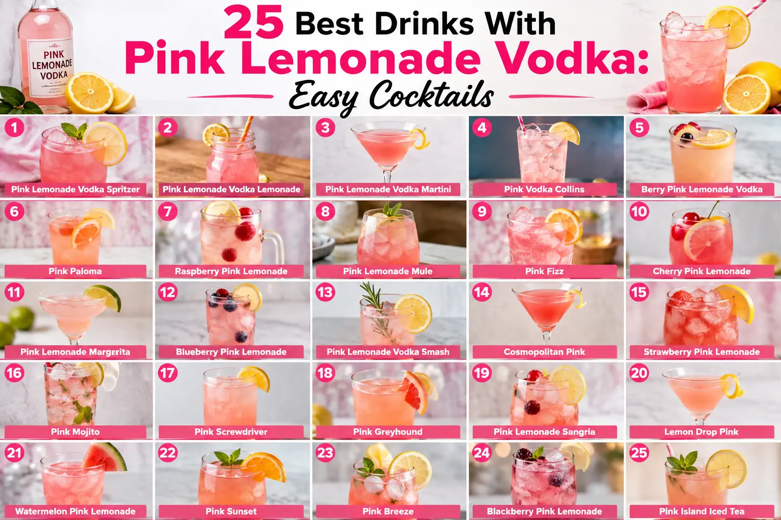 25 Best Drinks With Pink Lemonade Vodka: Easy Cocktails