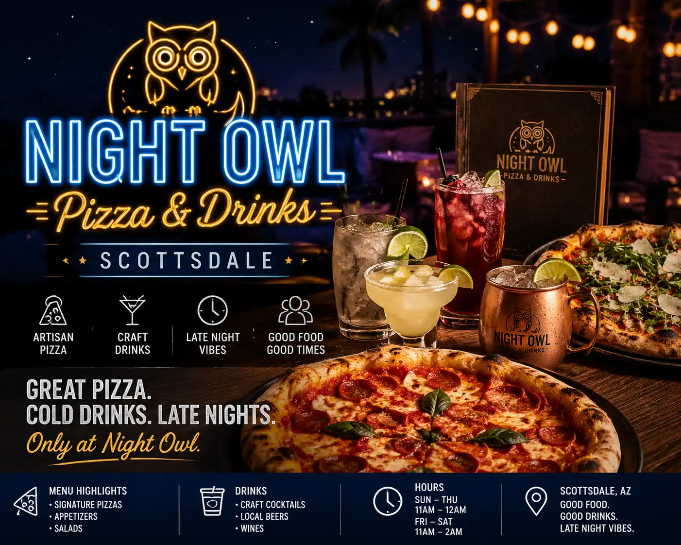Night Owl Pizza & Drinks Scottsdale: Menu, Drinks & Hours