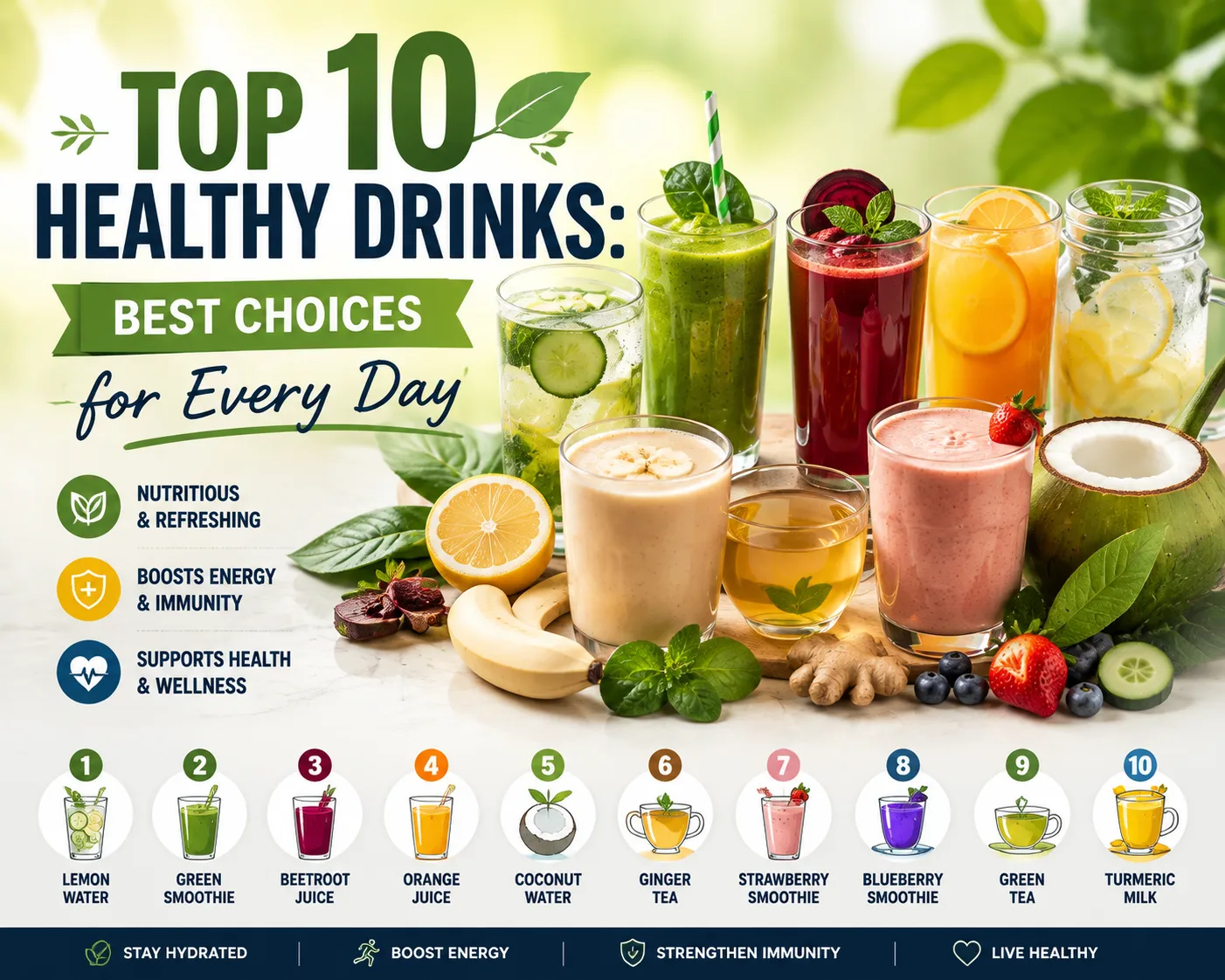 Top 10 Healthy Drinks: Best Choices for Every Day