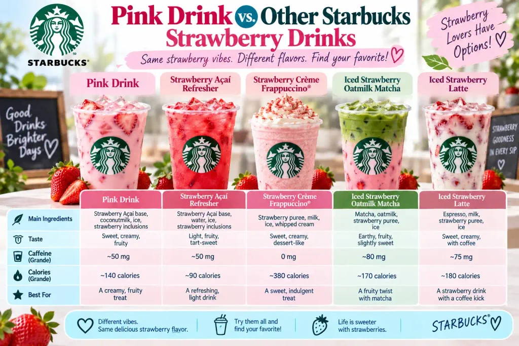 Pink Drink vs. Other Starbucks Strawberry Drinks