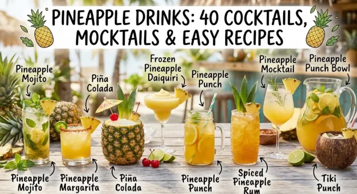 Pineapple Drinks: 40 Cocktails, Mocktails & Easy Recipes
