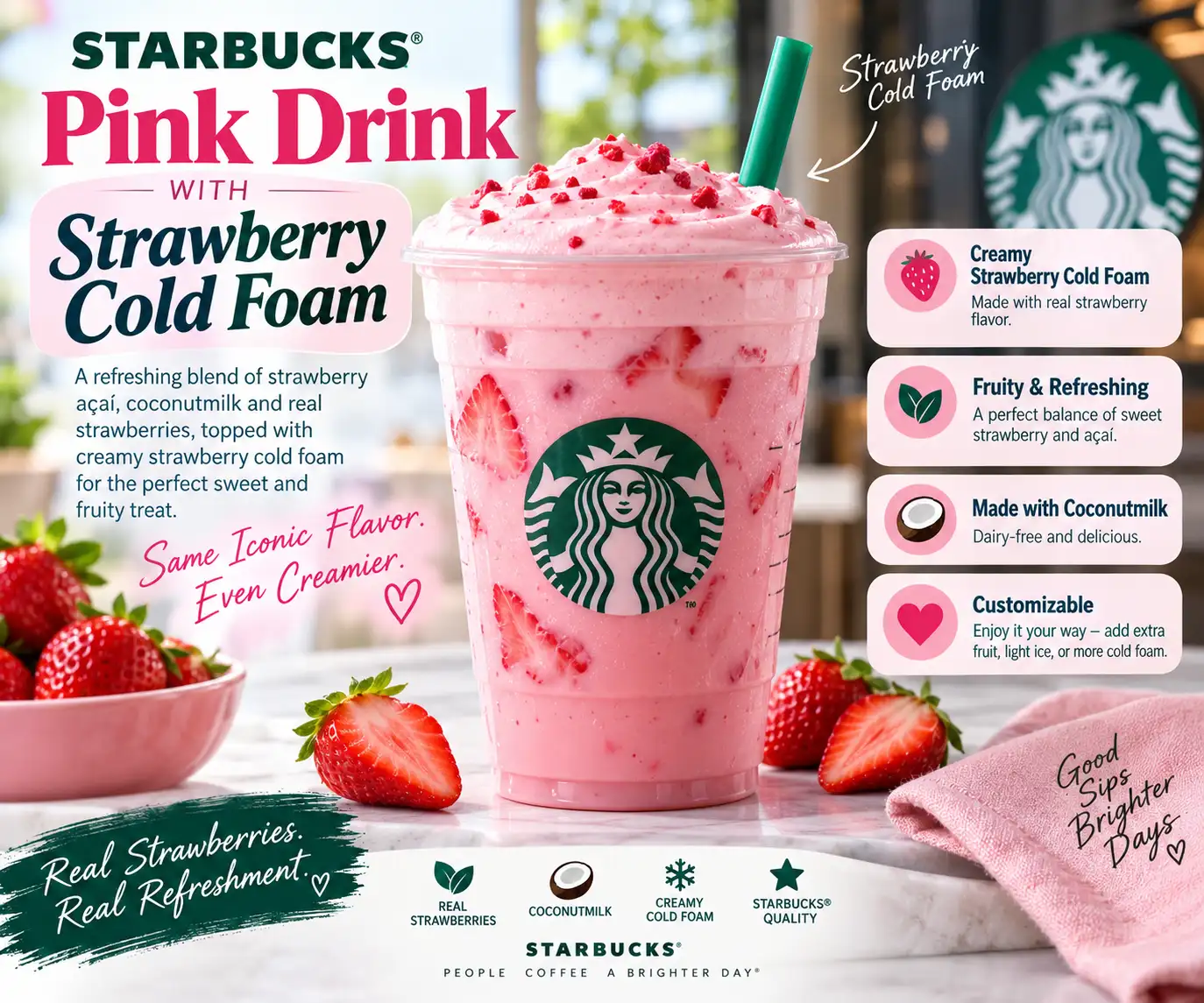 Pink Drink With Strawberry Cold Foam