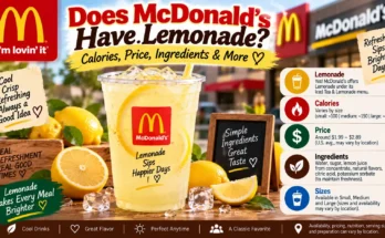 # Does McDonald's Have Lemonade? Calories, Price, Ingredients & More **Meta Title:** Does McDonald's Have Lemonade? Calories, Price & More **Meta Description:** Does McDonald's have lemonade? Learn about current sizes, calories, ingredients, sugar, caffeine, price, Refreshers, and ordering tips. **Feature Image Prompt:** A realistic clear cup of McDonald's lemonade filled with ice on a fast-food table, bright yellow drink with visible lemon pulp, natural summer daylight, lemon slices nearby. **Alt Text:** McDonald's lemonade with ice and lemon pulp served in a clear cup **Caption:** McDonald's Lemonade is a sweet-tart citrus drink made with real lemon juice, lemon pulp, and cane sugar. **Description:** Wondering whether McDonald's serves lemonade? This guide covers the current U.S. menu, sizes, calories, ingredients, sugar, caffeine, pricing, Refreshers, and practical ordering tips. You'll also see how McDonald's Lemonade compares with other popular drink choices. ## Introduction If you're wondering **does McDonald's have lemonade**, yes. **McDonald's currently lists Lemonade on its U.S. menu**, alongside Sweet Tea and Unsweetened Iced Tea. The Lemonade page lists **Small, Medium, and Large** sizes, and the current Small listing contains **120 calories**. The drink is made with **real lemon juice, bits of lemon pulp, and real cane sugar**. This guide breaks down the current menu, nutrition, ingredients, caffeine question, price considerations, lemonade-based Refreshers, and the easiest way to choose your drink. ### Quick Answer **Yes, McDonald's has Lemonade in the U.S.** The current menu lists it in the **Iced Tea & Lemonade** section, with Small, Medium, and Large size options. ### TL;DR * **McDonald's currently serves Lemonade** in the U.S. * The drink contains **real lemon juice and lemon pulp**. * **Real cane sugar** provides the sweetness. * A current Small lists **120 calories**. * McDonald's lists **Small, Medium, and Large**. * **Refreshers are different** and contain caffeine. * Prices can vary by restaurant and ordering method. * Check the selected restaurant for the latest menu details. ## Does McDonald's Have Lemonade Right Now? Yes, **Lemonade is currently on the McDonald's U.S. menu**. It appears under **Iced Tea & Lemonade**, where McDonald's also lists Sweet Tea and Unsweetened Iced Tea. This is important because the plain Lemonade should not be confused with the newer lemonade-based Refreshers. They are separate menu drinks with different ingredients and caffeine information. * **Lemonade** is a standalone menu drink. * It is listed under **Iced Tea & Lemonade**. * **Sweet Tea** is listed separately. * **Unsweetened Iced Tea** is also listed separately. * Lemonade is available in **Small, Medium, and Large**. * McDonald's offers Lemonade through participating restaurants. * The app can show the menu for your selected location. * Delivery pricing can be higher than restaurant pricing. ## What Is McDonald's Lemonade Made Of? McDonald's describes its signature Lemonade as a combination of **real lemon juice, bits of lemon pulp, and real cane sugar**. That gives it a sweet citrus flavor with some pulp texture. The description is useful because it tells you what McDonald's itself highlights about the recipe. It does not mean the drink is squeezed fresh to order inside each restaurant. ### Key Ingredients * **Real lemon juice** provides the main citrus flavor. * **Lemon pulp** adds small pieces of citrus texture. * **Real cane sugar** supplies the sweetness. * **Water** makes up the liquid base. * **Ice** is part of the standard fountain serving. * The drink is served cold. McDonald's notes that its nutrition information is based on standard formulations and serving sizes. It also warns that regional, seasonal, preparation, and supply differences can affect nutrition values. ## McDonald's Lemonade Sizes and Calories McDonald's currently provides **Small, Medium, and Large** options for Lemonade. The official product page currently shows **120 calories for a Small Lemonade**. The safest way to check the exact nutrition for the size you're ordering is McDonald's current menu or nutrition calculator. McDonald's says its nutrition information is based on standard product formulations and serving sizes, while beverage sizes can vary by market. | Size | Current official listing | What to know | | ---------- | --------------------------: | ------------------------------------------- | | **Small** | **120 calories** | Confirmed on the current U.S. Lemonade page | | **Medium** | Check current local listing | Nutrition can vary with serving details | | **Large** | Check current local listing | Confirm through the current McDonald's menu | **Important:** McDonald's explains that fountain beverage calories are calculated using standard fill levels plus ice. Self-service fountain information can differ when calories are shown without ice. ### How to Check the Latest Nutrition McDonald's provides nutrition and ingredient information through its website and app. In the app, you can open a menu item and view its available nutrition and ingredient information. ## How Much Sugar Is in McDonald's Lemonade? **McDonald's Lemonade is a sweetened beverage.** The company specifically identifies **real cane sugar** as an ingredient, so it is not the same type of drink as Unsweetened Iced Tea. The exact nutrition numbers should be checked against the current selected size because McDonald's says its nutrition values can vary with serving size, formulation, preparation, and regional factors. If sugar is important when choosing a drink, compare the Lemonade listing with **Unsweetened Iced Tea** in the current McDonald's nutrition information. ## What Does McDonald's Lemonade Taste Like? **McDonald's Lemonade has a sweet-tart citrus profile** rather than the flavor of plain water or unsweetened tea. The real lemon juice supplies the citrus character, while cane sugar makes the drink noticeably sweet. The **lemon pulp** also gives it a slightly different texture from completely smooth lemonade. Served over ice, it works as a cold, straightforward citrus drink with a familiar fast-food flavor. ### What to Expect * **Flavor:** bright lemon and noticeable sweetness * **Texture:** mostly liquid with small bits of lemon pulp * **Temperature:** served cold over ice * **Sweetness:** clearly sweetened * **Best match:** savory and salty meals * **Style:** classic restaurant fountain lemonade ## Is McDonald's Lemonade Fresh? McDonald's says its Lemonade recipe includes **real lemon juice and bits of lemon pulp**. However, the company does not describe the standard restaurant drink as lemonade that is squeezed fresh to order. So, **real lemon juice does not automatically mean freshly squeezed lemonade**. If you want fresh-squeezed lemonade prepared directly from whole lemons, a dedicated lemonade shop or homemade recipe is a different experience. The most accurate description is a **standardized McDonald's beverage made with the ingredients listed by the company**. ## Is McDonald's Lemonade Caffeine-Free? The plain **McDonald's Lemonade is separate from the chain's Refreshers**. McDonald's specifically says its Refreshers contain caffeine, while Lemonade appears separately in the Iced Tea & Lemonade section. If you're avoiding caffeine, pay attention to the exact drink name. A **Lemonade-based Refresher is not the same drink as plain Lemonade**. ### Plain Lemonade vs. Refreshers | Drink | Lemonade-based | Caffeine | | -------------------------------------- | ------------------------------ | --------------------------------------------------- | | **McDonald's Lemonade** | No added Refresher ingredients | Not identified by McDonald's as a caffeinated drink | | **Strawberry Watermelon Refresher** | Yes | **Yes** | | **Mango Pineapple Refresher** | Yes | **Yes** | | **Blackberry Passion Fruit Refresher** | Yes | **Yes** | McDonald's current specialty-drink pages describe the Refreshers as lemonade-based and caffeinated. ## Does McDonald's Have Strawberry Lemonade? **Plain Strawberry Lemonade is not listed as a standard nationwide U.S. drink on the current McDonald's menu.** The current menu instead lists Lemonade separately and offers fruit-flavored Refreshers. One important related option is the **Strawberry Watermelon Refresher**. McDonald's describes it as strawberry and watermelon flavors mixed with tangy Lemonade, served over ice with freeze-dried strawberries. It also contains caffeine. So if you're searching for a **McDonald's strawberry lemonade**, the closest current menu match is a lemonade-based Refresher rather than a standard strawberry lemonade. ## What McDonald's Drinks Use Lemonade? McDonald's expanded its U.S. specialty drink lineup in 2026 with three Refreshers that use lemonade as a base. The company announced the nationwide launch for **May 6, 2026**. ### Strawberry Watermelon Refresher This drink combines **strawberry and watermelon flavors with Lemonade**, ice, and freeze-dried strawberries. McDonald's says it contains caffeine. ### Mango Pineapple Refresher The **Mango Pineapple Refresher** combines mango and pineapple flavors with tangy Lemonade, ice, and strawberry popping boba. McDonald's also offers a water substitution for a less citrus-forward version. ### Blackberry Passion Fruit Refresher The **Blackberry Passion Fruit Refresher** combines blackberry and passion fruit with Lemonade, ice, and freeze-dried dragon fruit. McDonald's identifies it as caffeinated. ### The Key Difference If you want a **simple lemon drink**, choose plain Lemonade. If you want **fruit flavors plus caffeine**, look at the Refreshers instead. That distinction is one of the most useful things to know when ordering from the current McDonald's drinks menu. ## McDonald's Lemonade vs. Sweet Tea vs. Unsweetened Iced Tea McDonald's currently groups **Lemonade, Sweet Tea, and Unsweetened Iced Tea** in the same Iced Tea & Lemonade category. They are separate drinks, so your choice mainly comes down to flavor and sweetness preference. | Drink | Main flavor | Sweetened? | Lemon-forward? | | ------------------------ | ---------------- | ---------- | -------------- | | **Lemonade** | Sweet citrus | Yes | **Yes** | | **Sweet Tea** | Sweet brewed tea | Yes | No | | **Unsweetened Iced Tea** | Brewed tea | No | No | ### Choose Lemonade If * You want a **sweet citrus flavor**. * You enjoy tart lemon notes. * You want a simple cold fountain drink. * You prefer lemonade to brewed tea. ### Choose Unsweetened Iced Tea If * You prefer a tea flavor. * You don't want the sweetness of Lemonade. * You want a simpler unsweetened beverage option. ### Choose Sweet Tea If * You specifically like sweet brewed tea. * You want tea flavor rather than lemon flavor. ## How Much Does McDonald's Lemonade Cost? There is **no single nationwide McDonald's Lemonade price** that applies to every U.S. restaurant. Prices can vary by location, franchise, ordering channel, promotions, and delivery service. McDonald's itself warns that **delivery prices may be higher than restaurant prices**, with delivery and other fees potentially added. For the most accurate current price, select your restaurant in the McDonald's app before ordering. ### Why Prices Vary * Restaurant location * Franchise pricing * Size selected * In-store versus delivery ordering * Local promotions * Delivery fees * Taxes * Temporary menu offers Because of these differences, a fixed nationwide price is less useful than the price shown for your selected McDonald's. ## Is McDonald's Lemonade Available All Year? **Lemonade is currently part of the U.S. McDonald's drinks menu**, rather than being presented on the current menu as a seasonal lemonade-only item. The current full menu lists Lemonade alongside Sweet Tea and Unsweetened Iced Tea. However, McDonald's also notes that some menu items can be regional and that participating locations can differ. Your local restaurant's menu is therefore the best final check. ## Is McDonald's Lemonade a Good Choice for Your Meal? There isn't one right drink for every order. Lemonade makes sense when you want a **sweet, tart contrast** to a savory meal. Its citrus flavor can work especially well with salty or crispy foods because the drink provides a brighter flavor alongside the meal. ### Good Pairings * **World Famous Fries** for a salty-and-citrus contrast * **McNuggets** for a sweet-tart drink alongside savory chicken * **McChicken** for a simple fast-food pairing * **Big Mac** when you want something brighter than cola * **Spicy menu items** when you enjoy sweet citrus with heat * **Summer meals** when a cold lemonade fits the occasion The pairing is ultimately a taste preference, but **sweet lemonade and savory food** are a straightforward combination. ## How to Order McDonald's Lemonade Ordering is simple, but checking the current restaurant first can prevent surprises. ### In the McDonald's App 1. Open the **McDonald's app**. 2. Select your preferred restaurant. 3. Open the drinks section. 4. Choose **Lemonade**. 5. Select the available size. 6. Review the current nutrition information. 7. Check the displayed price. 8. Choose pickup or available delivery options. McDonald's says its app provides access to product nutrition and ingredient information, including a **Nutrition & Ingredients** section for available menu items. ### In the Restaurant You can simply ask for **Lemonade** and choose the available size. If nutrition or allergen information matters to you, check the current McDonald's product information before ordering. ## McDonald's Lemonade Ingredients and Allergy Information McDonald's identifies **real lemon juice, lemon pulp, and real cane sugar** in its Lemonade description. For the most complete current ingredient and allergen information, McDonald's directs customers to its product information and app. People with food allergies should be especially careful. McDonald's explains that normal restaurant operations can involve shared preparation areas, equipment, and utensils, creating a possibility of cross-contact with allergens. **Do not rely on a general online article for allergy decisions.** Check the current McDonald's ingredient and allergen information for the exact product and location, and seek professional medical guidance when needed. ## Can You Make McDonald's-Style Lemonade at Home? Yes. You can make a simple **McDonald's-style lemonade** at home using the same broad flavor idea: lemon juice, water, cane sugar, and optional lemon pulp. This is **not McDonald's official recipe**. It's a homemade version designed to create a similar sweet-tart profile. ### Ingredients * **1 cup fresh lemon juice** * **4 cups cold water** * **¾ cup granulated sugar** * **1–2 tablespoons lemon pulp** * Ice * Lemon slices for serving ### Method 1. Combine the sugar with about **1 cup of water**. 2. Stir until the sugar dissolves. 3. Add the lemon juice. 4. Pour in the remaining water. 5. Stir in the optional lemon pulp. 6. Taste and adjust the sweetness or lemon flavor. 7. Chill before serving. 8. Pour over ice and garnish with lemon. ### Easy Variations * Use less sugar for a more tart drink. * Add extra pulp for more texture. * Add sparkling water for carbonation. * Use lemon slices for a stronger visual presentation. * Chill the lemonade before adding ice to reduce dilution. ### Storage Keep homemade lemonade **covered and refrigerated**. Stir before serving if pulp settles at the bottom. ## What Is the Difference Between McDonald's Lemonade and a Refresher? The easiest distinction is **simplicity versus added flavor and caffeine**. McDonald's Lemonade is the straightforward citrus drink made with lemon juice, pulp, and cane sugar. The Refreshers build on lemonade with fruit flavors and other inclusions, and McDonald's identifies them as caffeinated. | Feature | Lemonade | Refreshers | | ------------- | ----------------------------- | --------------------------------------------- | | Lemonade | **Yes** | **Yes, in current lemonade-based Refreshers** | | Fruit flavors | No | **Yes** | | Caffeine | Not identified as caffeinated | **Yes** | | Lemon pulp | Part of the Lemonade recipe | Depends on the Refresher | | Best for | Simple citrus flavor | Fruity, more complex flavor | This comparison is especially useful if you're deciding between **McDonald's Lemonade** and a newer **McDonald's Refresher**. ## FAQs ### Does McDonald's have lemonade right now? **Yes.** McDonald's currently lists Lemonade on its U.S. drinks menu under **Iced Tea & Lemonade**. The current product page offers Small, Medium, and Large size selections. ### How many calories are in McDonald's Lemonade? The current McDonald's U.S. product page lists **120 calories for a Small Lemonade**. McDonald's notes that nutrition values can vary with serving size, preparation, regional differences, and formulation changes. ### What is in McDonald's Lemonade? McDonald's describes its Lemonade as containing **real lemon juice, bits of lemon pulp, and real cane sugar**. The drink is served cold over ice. ### Does McDonald's Lemonade have caffeine? McDonald's separates plain Lemonade from its Refreshers on the current menu. The company specifically states that **Refreshers contain caffeine**, while plain Lemonade is listed separately. ### Does McDonald's have strawberry lemonade? McDonald's current U.S. menu does not list a standard standalone **Strawberry Lemonade**. It does offer a **Strawberry Watermelon Refresher** made with lemonade, strawberry, watermelon, and freeze-dried strawberries, and that Refresher contains caffeine. ### Can I get McDonald's Lemonade through the app? Yes. McDonald's says Lemonade can be ordered through its app and McDelivery at participating locations. The app also provides access to available nutrition and ingredient information. ### Is McDonald's Lemonade made with real lemons? McDonald's says its recipe includes **real lemon juice and bits of lemon pulp**. That does not mean the lemonade is freshly squeezed to order at each restaurant. ### Does McDonald's have lemonade Refreshers? Yes. McDonald's current U.S. menu includes **Strawberry Watermelon Refresher, Mango Pineapple Refresher, and Blackberry Passion Fruit Refresher**. The company describes these Refreshers as lemonade-based and caffeinated. ## Conclusion So, **does McDonald's have lemonade? Yes.** The current U.S. menu lists **Lemonade** as a standard drink, with Small, Medium, and Large options. McDonald's describes the recipe as containing real lemon juice, lemon pulp, and real cane sugar, while the current Small listing shows **120 calories**. If you want a simple citrus drink, plain **McDonald's Lemonade** is the straightforward choice. If you'd rather have fruit flavors and caffeine, compare it with the current lemonade-based **McDonald's Refreshers** before ordering. For the latest price, size availability, nutrition, and ingredients, check the specific restaurant in the McDonald's app.