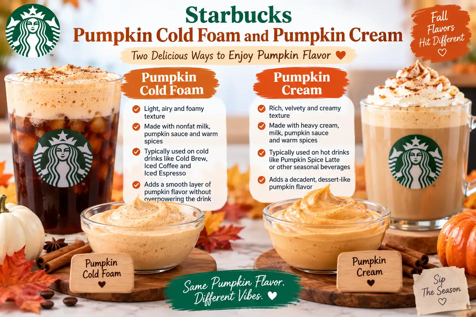 Starbucks Pumpkin Cold Foam and Pumpkin Cream